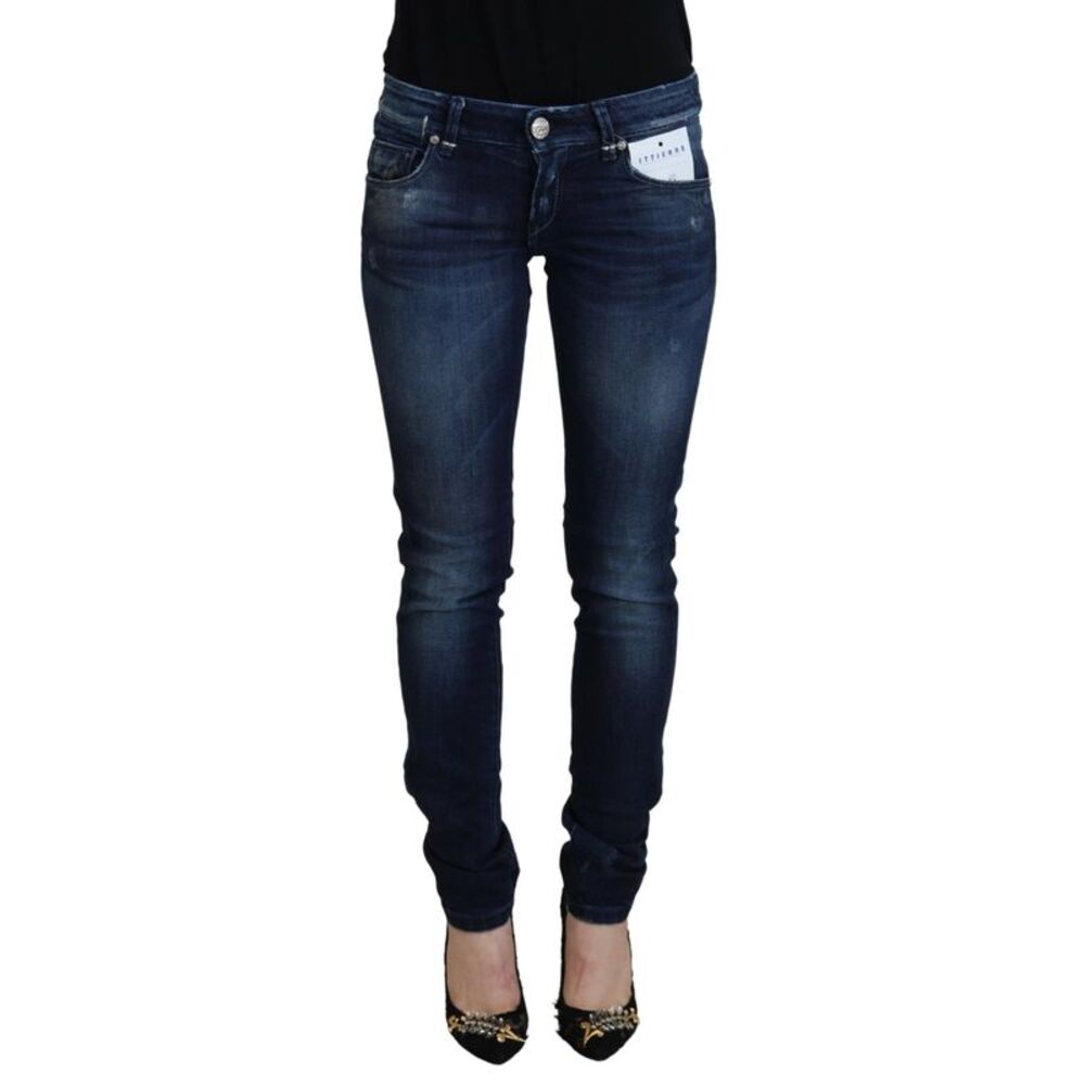 Acht Blue Cotton Low Waist Slim Fit Women Casual Denim Women's Jeans